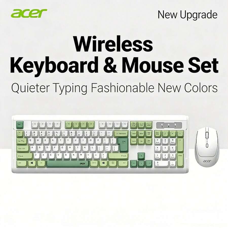Acer 無線鍵盤滑鼠組 使用方便 靜音辦公 薄膜鍵盤 打字手感舒適 桌上型電腦專用鍵鼠 高顏值 - 查看 1