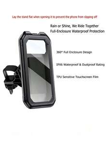 1pc Back To School Bicycle Phone Holder, Universal 4-6.9 Inch Bike Phone Mount, Waterproof ABS Handlebar Clip, 360° Adjustable, Shockproof, Dustproof, Snowproof, Suitable For Cycling, Motorcycle Riding, Outdoor Sports And Student Commuting - Black - View 5