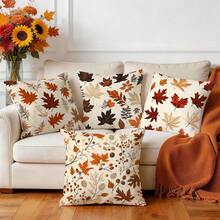 4pcs Autumn Maple Leaf Pattern Pillow Covers Without Inserts, Single-Sided Printed Pillow Covers, Suitable For Living Room Bedroom Home Decor, All Season Pillow Covers - Multicolor - View 8