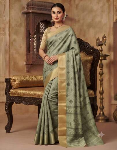 Estationeryhouse Elegant Dola Silk Bandhani Print Saree With Zari Border With Unstitched Blouse Piece