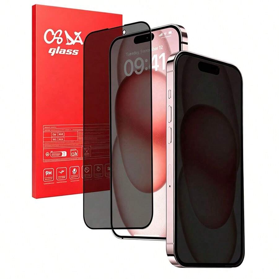 Protector es compatible con iPhone, juego de 2 piezas de protector de pantalla de vidrio templado con privacidad de cobertura completa, compatible con iPhone 17, 16 Pro Max 15 Pro Max 13 12, protector de pantalla completa con borde negro de privacidad [Versión internacional no versión local] Protector es compatible con iPhone 13, compatible con iPhone