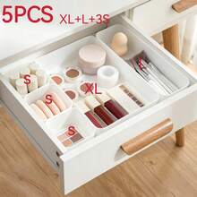 1/4/6/8/9/11pcs Customizable Drawer Organizer Dividers, Multi-Size White Compartment Storage Trays, Stackable Drawer Storage Boxes For Vanity Cosmetics, Desk Stationery, Kitchen Utensils - White - View 12