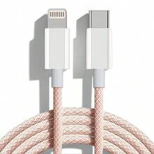 編織 1m/2m USB Type C 轉 Lightning 快充線，相容 iPhone 11 12 13 14 Pro Max XR Xs X SE 8 7 6 Plus iPod，USB C 轉 Lightning 快充線，Type C 相容 iPhone 充電線，相容 iPhone 14 13 12 11 Pro Max XR XS X 8 7 6 Plus SE 充電線，Lightning 轉 USB C 車用 CarPlay 線 - 彩色 - 查看 2