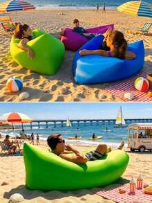 5/3/1pc Outdoor Inflatable Lounge Chair, Portable Inflatable Sofa, Pump-Free Inflatable Bed, Quick-Inflate Inflatable Sofa, Single Rectangular Lounge Chair, Lightweight Foldable Inflatable Sofa, Suitable For Camping, Hiking, Outdoor - Multiple Styles - View 3