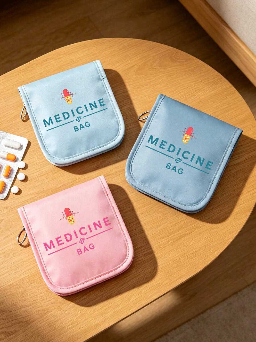 便攜式袋,附可愛卡通圖案與「MEDICINE」文字,輕量旅行急救包,戶外旅行袋;適用於戶外、露營、學校、旅行與日常使用;旅行與居家醫療用品必備;適合作為開學禮物、派對小禮、教師禮物,以及送給醫生與護士的獨特禮物,健康意識強者與頻繁旅行者的必備品,開學季必備單品 - 彩色 - 查看 1