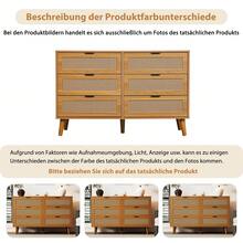 Sideboard With 6 Drawers – Wood Finish, Industrial Style - Walnut - View 11