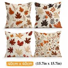 4pcs Autumn Maple Leaf Pattern Pillow Covers Without Inserts, Single-Sided Printed Pillow Covers, Suitable For Living Room Bedroom Home Decor, All Season Pillow Covers - Multicolor - View 12