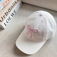 Back To School Season Bow Baseball Cap, Unisex Solid Color Trucker Hat, Embroidered Bow Casual Sun Hat, Y2K Versatile Hat, Suitable For Spring/Summer Outdoor Sports, Beach, Travel, Sun Protection, Christmas Gift And Daily Wear - Pink - View 6