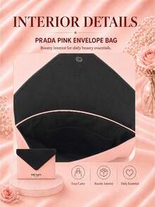 Prada 普拉達粉紅信封包20×14cm，聚酯纖維(聚酯纖維)布料，信封外觀，內裡充裕，收納美妝出行送禮皆宜 - 西瓜粉 - 查看 7