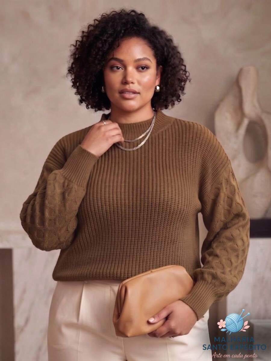 Plus Size Sweaters - Rust - View 1