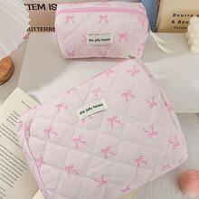 1 buah Tas Kosmetik Segi Delapan Kecil, Motif Pita, Desain Segi Delapan, Portabel, Dapat Memuat Lipstik, Bedak Padat, Lip Gloss, Perlengkapan Makeup, Tas Makeup Portabel Pita Merah Muda, Penyimpanan di Rumah, Perjalanan, Perlengkapan Sekolah - Tas kosmetik dan rias wajah - View 16