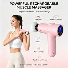 AXH 1件客製化強力筋膜槍充電式全身按摩器，緩解肌肉緊張，名人風格 - 粉色 - 查看 11