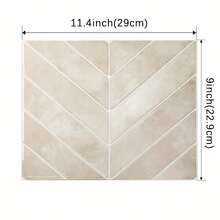 Beige Diagonal Textured Self-Adhesive Wall Tiles, Waterproof Oil-Proof Stain-Resistant Cuttable, Suitable For Kitchen Bathroom Home Decor, Rental-Friendly DIY Wall Renovation Stickers - V-shaped Tiles - View 4