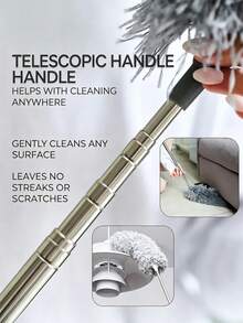 1pc 140cm Feather Duster For Home Dusting, Ceiling Cleaning, Electrostatic Dust Adsorption, Spring Cleaning, Extendable Telescopic Duster - Grey - View 5