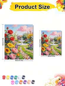 Flower Garden DIY Paint By Numbers Painting Canvas Crafts Adult Home Decoration Rose Sunflower Tulip Fountain Landscape Floral Art 8x12/16x20inch Holiday Gifts Frameless - Sets - View 5