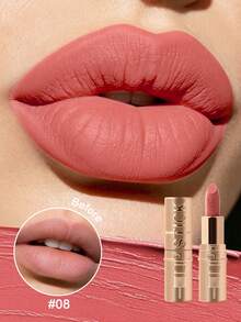 USHAS Gold Tube Matte Lipstick 7 Colors, Silky & Lightweight, Non-Drying Creamy Texture, Natural & Long-Lasting Color - #08 Coral Nude - View 1