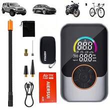 Portable Air Pump With Digital Pressure Gauge, LED Light And Multiple Nozzles, Suitable For Cars, Motorcycles, Bicycles And Other Inflatable Products - Wireless - View 11