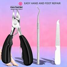 Conjunto Profissional Completo de Pedicure e Manicure Resistente - Ferramentas de Cuidados com as Unhas em Aço Inoxidável, Cortadores de Unhas, Empurrador de Cutícula/Removedor de Pele Morta, Alicate de Cutícula, Empurradores de Cutícula Curvos e Retos - Ferramentas Manuais Resistentes para Cuidados com os Pés e as Mãos - Multicolorido - Visão 1