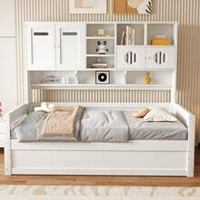 Sofa Bed Frame Made Of Wood 90 X 200 Cm – Multifunctional Storage Space, Hydraulic - White - View 2