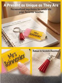Customized Acrylic Pencil Keychains, Suitable For Backpack Charms, Teacher's Day Gifts, Back-To-School Birthday Gifts, Available In Packs Of 1/3/5/10. - Multicolor - View 3