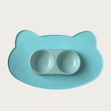 1 Set - Pet Double Bowl Feeding Mat Set, Collects Spilled Water And Scattered Food, Prevents Bowl Slipping And Floor Mess, Suitable For Cat And Dog Daily Home Feeding, Dirt-Resistant Non-Slip Pet Feeding Mat Kit - Multicolor - View 11