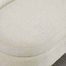 Storage Bench Beige Chenille 110cm – Space-Saving For Entryway, Bedroom, Living Room - 米色 - 查看 3