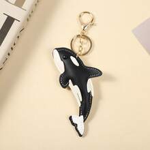 Cute Leather Orca Keychain, Cartoon Ocean Whale Animal Bag Charm, Minimalist Versatile Car Key Pendant Couple Accessory, Teacher Gift, Travel Birthday Gift, Beach Keychain - Multicolor - View 7