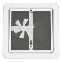 Oblò di ventilazione da tetto 42*42 cm per camper e roulotte con controllo della ventola a un pulsante, traspirante, con zanzariera, resistente all'invecchiamento e ai raggi UV, oblò universale quadrato adatto per aperture del tetto di 14x14 pollici, copertura scorrevole a spinta. - A - Visualizzare 8