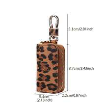 Personalized Multicolor Leopard Print Zipper Key Case Car Key Pouch Unisex Car Key Storage Bag Creative Leopard Print Leather Pendant Keychain - A - View 4