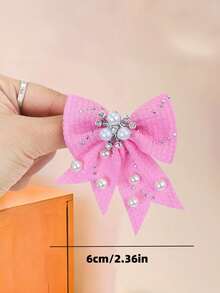 20/10pcs/Set Pearl Rhinestone Bow Hair Clips, Pearl Decorated Bow Hair Clips, Rhinestone Embellished, With Small Flower Inlay, Exquisite Sweet Hair Accessories, Multi-Color Matching - Suitable For Children And Girls, Suitable For Children's Daily, School, Vacation, Commute, Spring Outings, Photography, Etc. - Multicolor - View 10