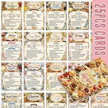 25 Vintage Dessert Recipe Cards, Classic Baking Recipe Reference Cards With Ingredients And Steps, Cake, Cookie, Pie And Pudding Baking Guide, Gift For Bakers And Baking Enthusiasts - A - View 5