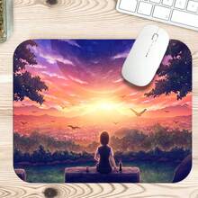 Healing Dusk Forest Girl Illustration Large Mouse Pad, Non-Slip Waterproof Stitched Gaming Desk Mat For E-Sports Gaming Live Streaming Student Study Home Office Bedroom Computer Desktop Decor - View 7