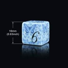6pcs Blue And White Butterfly Game Dice, Oriental Floral Butterfly Pattern Six-Sided Acrylic Dice, Vintage Chinese Style Tabletop Board Game Dice, Suitable For Game Night And Dice Collection - Multicolor - View 2