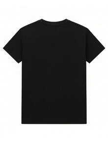 Camiseta Casual de Manga Curta com Estampa Listrada Masculina, Versátil para Esportes ao Ar Livre e Uso Diário, Camiseta de Verão - Preto - Visão 4