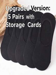10 Pairs Unisex Invisible Socks, With Silicone Anti-Slip Invisible Lining, Soft Breathable Sweat-Absorbent Low-Cut Design - Black - View 8