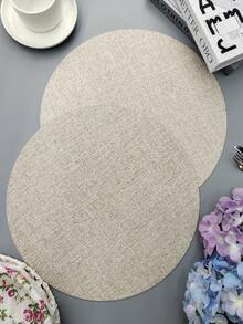 1/2/4/6pcs 15-Inch Round Vintage Placemats, Washable Heat-Resistant Insulated Pads, Suitable For Western Restaurants And Hotel Decor - Apricot - View 9