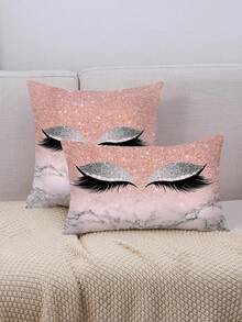 1PC Pink Upper & Porcelain Lower Digital Print Multi-Size Pillowcase Cushion Cover, Zipper Closure, Machine Washable, Polyester, Suitable For Various Rooms Indoor Outdoor Washable Pillowcase, Home Decor, Room Bed Sofa Chair Cushion Cover, - Multicolor - View 11