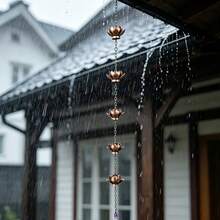 Anti-Rust Copper Lotus Rain Chain, Replaceable Lotus Cup Drainage Chain For Eaves Gutter Courtyard Decoration - A - View 2