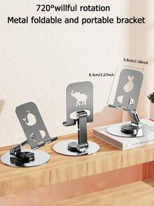 720° Rotatable Foldable Metal Phone Stand, Cute Hollow Animal Cutout Design Adjustable Desktop Phone Holder, Portable Universal Smartphone Stand, Suitable For Office, Bedroom, Video Streaming And Video Calls - Multicolor - View 6