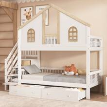 Kids Bed Frame - Bed Frame 90x200cm - Natural and White - View 5