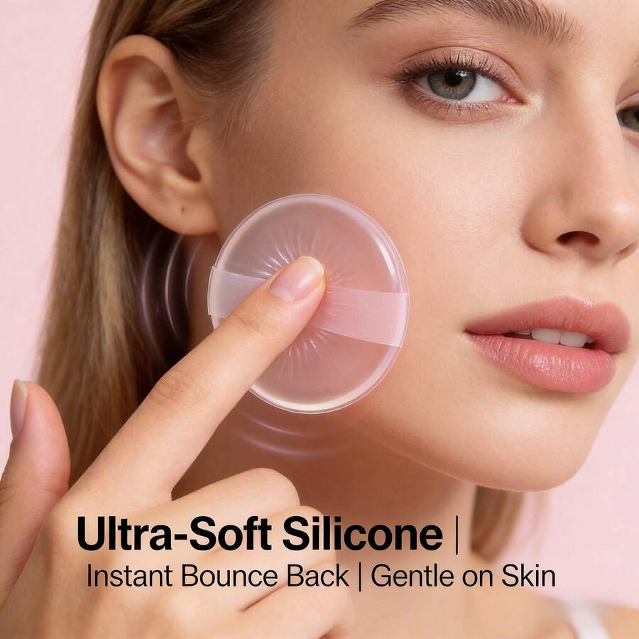 1/3pcs Silicone Makeup Tools, Foundation Puff, Concealer Puff And Brush, Elastic, Easy To Clean, Perfect For Beginners, Especially For Oil Control In Summer. Essential For Makeup Lovers - Multicolor - View 1