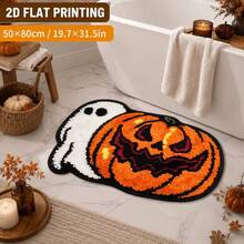 1pc Halloween Pumpkin Ghost Doormat, Home Decor, Area Rug, Casual Blanket, Bedside Rug, Absorbent Mat, Washable Carpet - Multicolor - View 3