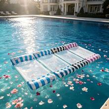 2pcs Floating Bed Set, Inflatable Float, Inflatable Pool Hammock, Multi-Functional PVC Pool Float With Saddle, Lounge Chair And Drifting Function, Perfect For Travel And Family Pool Time, Ideal For Vacation, Beach, Sunbathing, Pool Party - Multicolor - View 1
