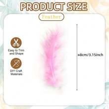250/350/450pcs Macaron Color Mini Feather Handmade Bulk Pack, Includes 150 Pearls, Mixed Color Fluffy Decorative Feathers, Soft DIY Materials, Suitable For Wedding Party Home Decor And Photography Props - Multi-color - View 3