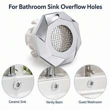 Wash Basin Overflow Insert Drain Cover Perforated ABS Body Snap In Clips Sink Overflow Hole Replacement Trim - Multicolor - View 1