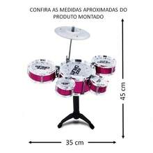 Bateria Acústica Mini Brinquedo Infantil Com 5 Tambores - Rosa - Visão 4