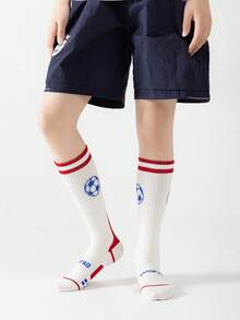 1 Pair Compression Sports Football Socks For Kids, Breathable Comfortable Youth Sports School Socks, Daily Unisex Children Socks, First Day Of School - Multicolor - View 2