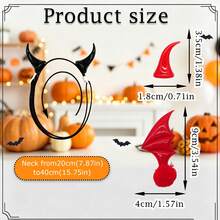 3/6pcs Halloween PU Shiny Fabric Plush Ball Pet Devil Horn Bat Headband, High Elasticity Non-Tight Fit Cat Dog Universal Funny Headwear, Cat Dog Decoration Accessories, Cute Pet Halloween Party Costume Atmosphere Outfit, Small And Medium Cat Dog Holiday Costume Headwear, Halloween Photo Party Costume Gift, Halloween Gift Perfect Pet Gift! - Multicolor - View 2