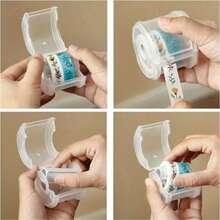 Dispenser Pita Washi Bulat Kreatif dengan Pemotong, Kotak Penyimpanan Pita Plastik Transparan, Alat Pemotong Alat Tulis untuk Scrapbooking, Pembuatan Perhiasan dan Kerajinan Tangan, Dispenser Pita Transparan Bulat Baru untuk Meja Kantor, Pemotong Pita Tempel untuk Mahasiswa Seni, Pemotong Kertas Tempel, Tersedia - A - View 1