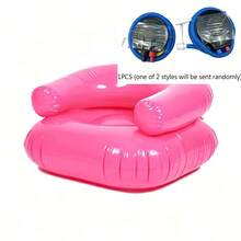 2Pcs Including 1Pc Foldable Inflatable Beach Chair And 1Pc Foot Pump, Portable Floor Backrest Chair, Lightweight Slouchy Seat For Indoor, Outdoor, Poolside, Beach, Lawn, Concert, Hiking - Multicolor - View 5
